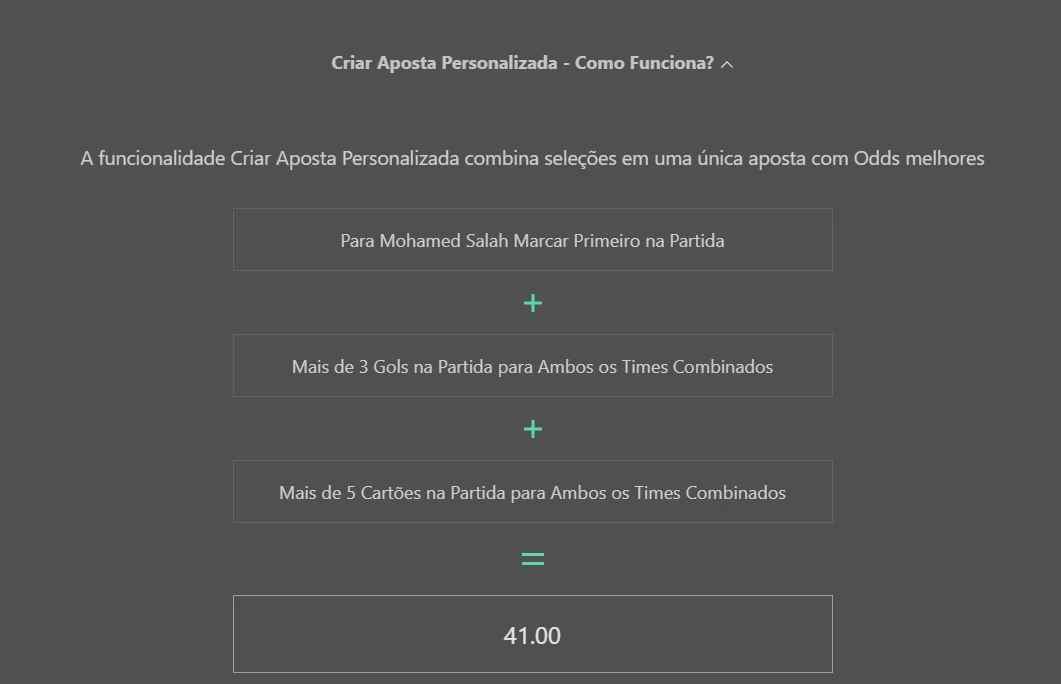Exemplo do bet builder do bet365 Brasil